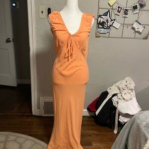 Elegant Orange Sleeveless Dress